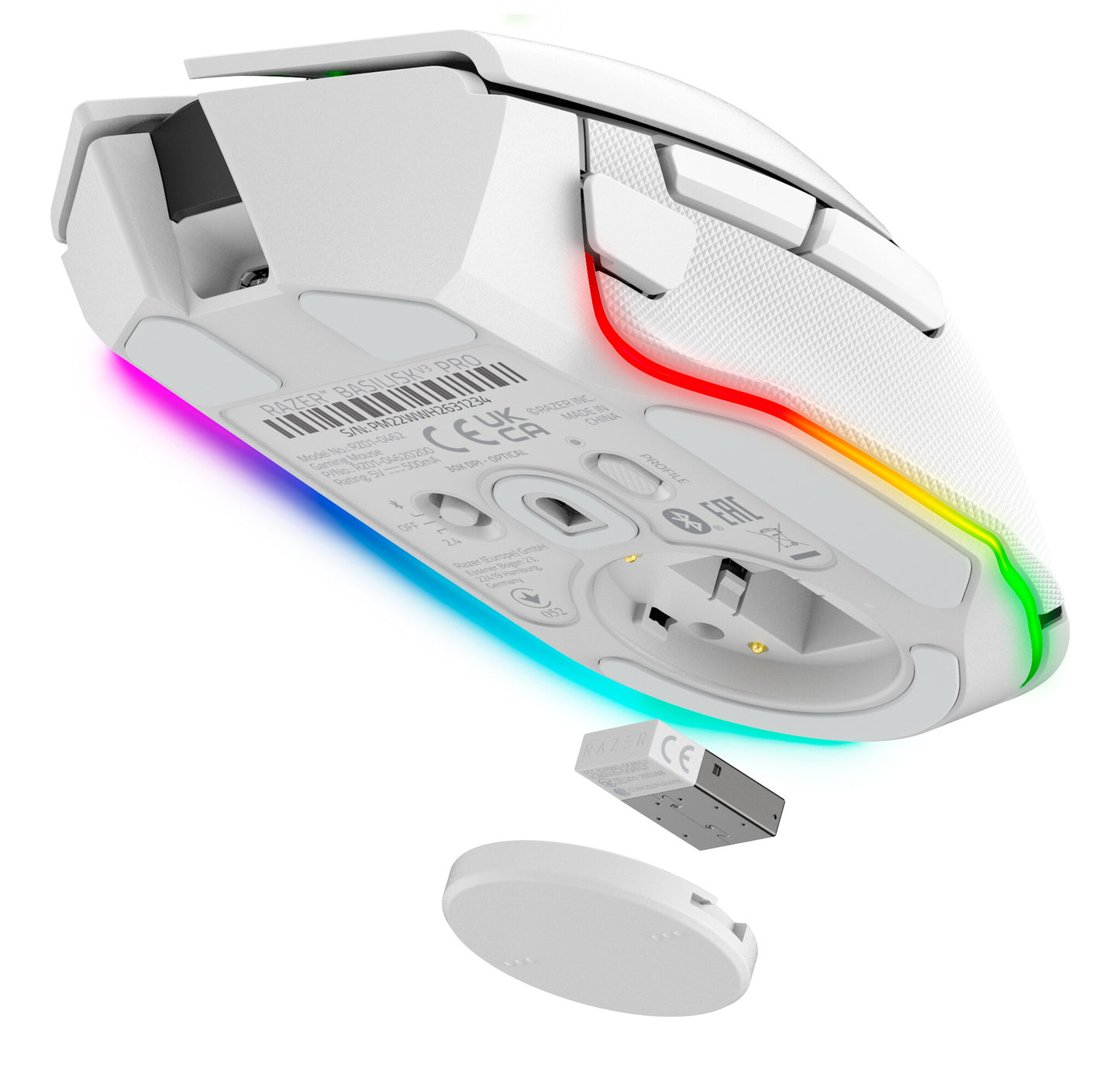 Razer Basilisk V3 Pro datormöss Spela högerhand RF Wireless + Bluetooth + USB Type-C Optisk 30000 DPI