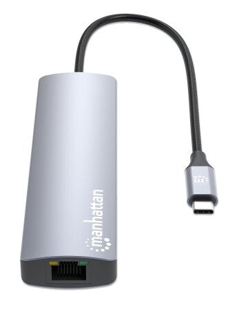 Manhattan 153966 dockningsstationer för bärbara datorer Kabel USB 3.2 Gen 2 (3.1 Gen 2) Type-C Silver
