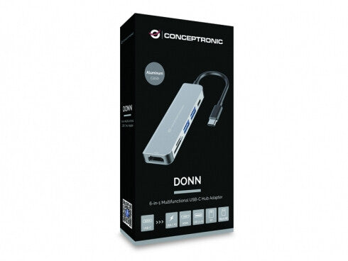 Conceptronic DONN02G dockningsstationer för bärbara datorer USB 3.2 Gen 1 (3.1 Gen 1) Type-C Gjuten aluminium