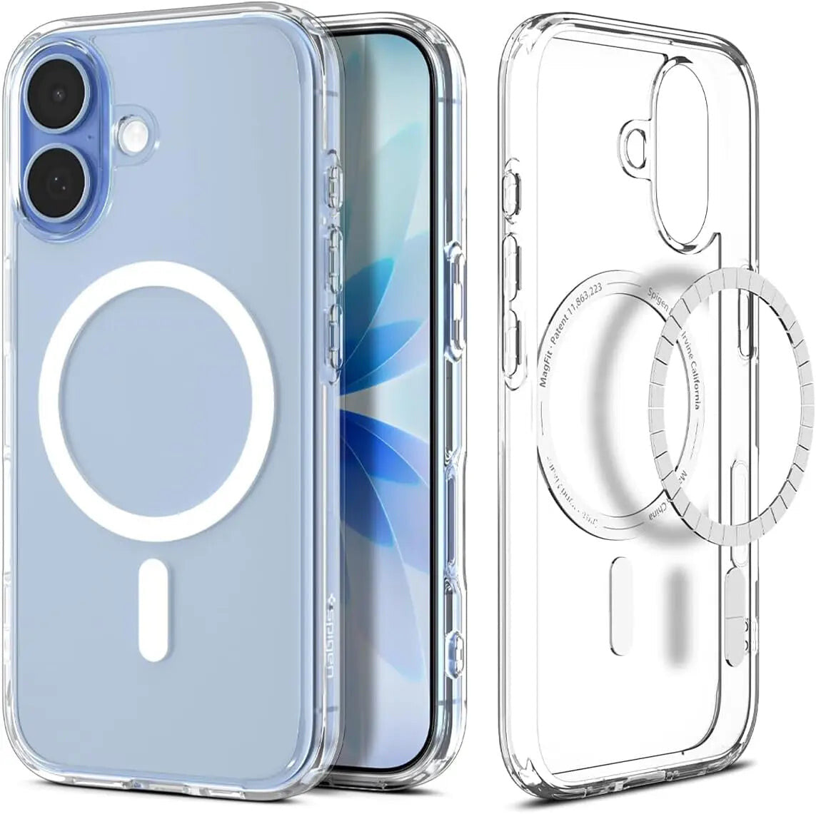 Spigen Ultra Hybrid (MagFit) mobiltelefonfodral 16 cm (6.3") Mobilskal Transparent, Vit