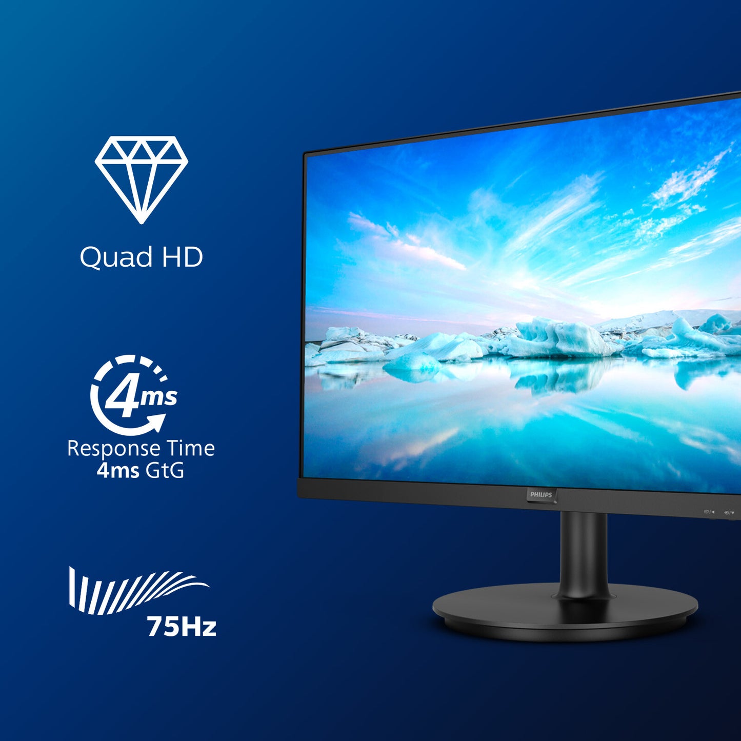 Philips V Line 275V8LA/00 platta pc-skärmar 68,6 cm (27") 2560 x 1440 pixlar Quad HD LED Svart