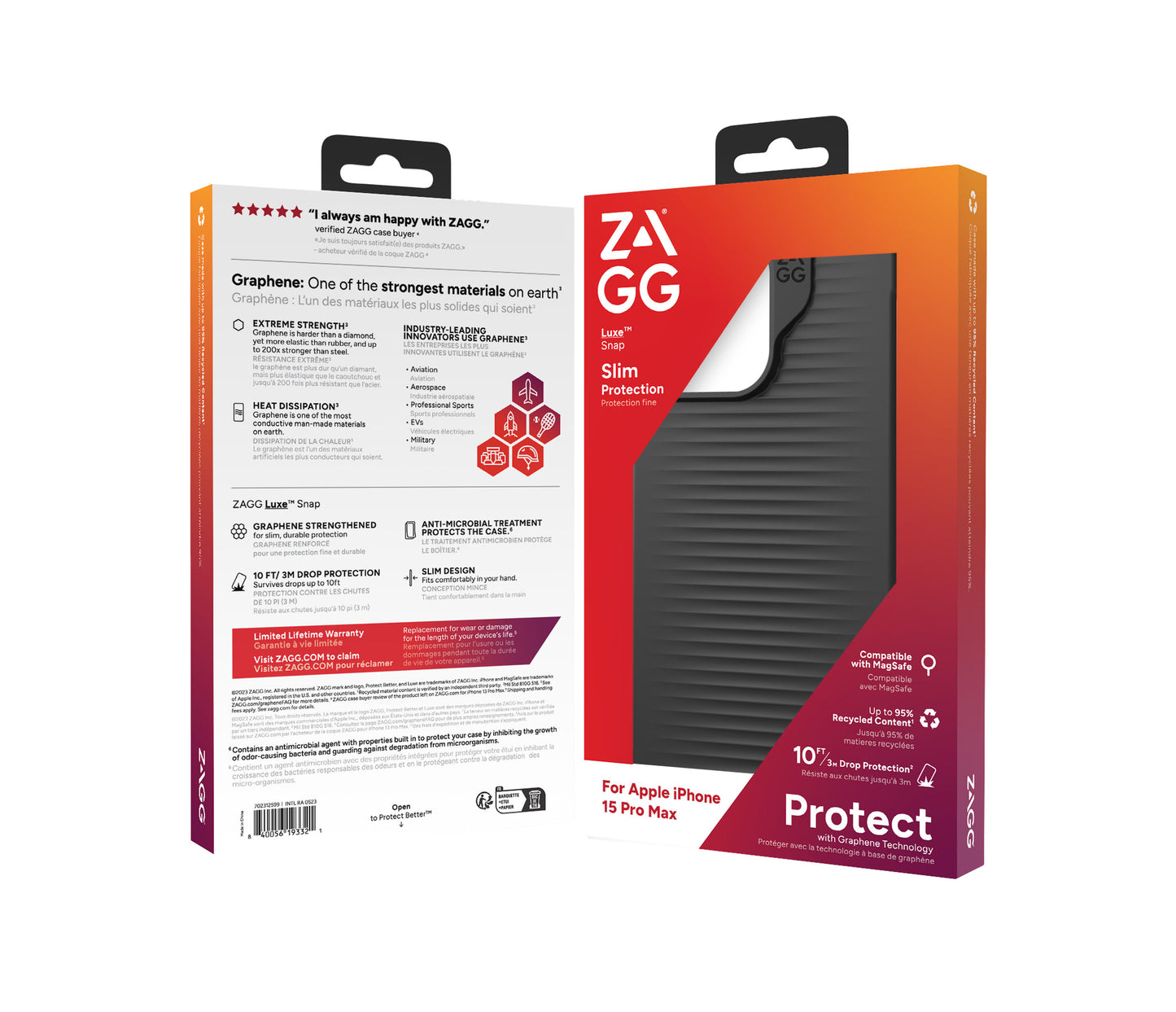 ZAGG Cases Luxe Snap PCR Apple iPhone 15 Pro Max Black EN/FR