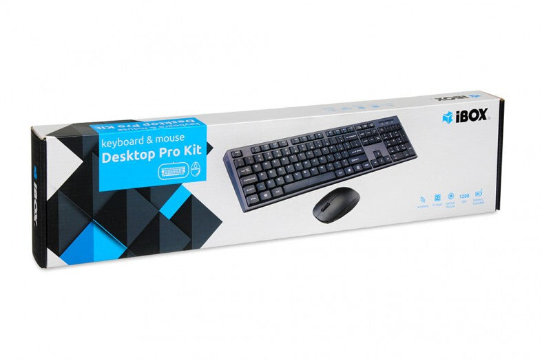iBox DESKTOP KIT PRO tangentbord Mus inkluderad QWERTY Svart