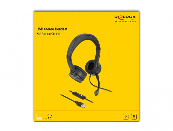 DeLOCK 27180 hörlur och headset Kabel Huvudband USB Type-A Svart