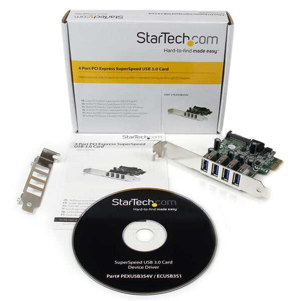 StarTech.com PCI Express PCIe SuperSpeed USB 3.0-kontrollerkortadapter med 4 portar och UASP - SATA-ström