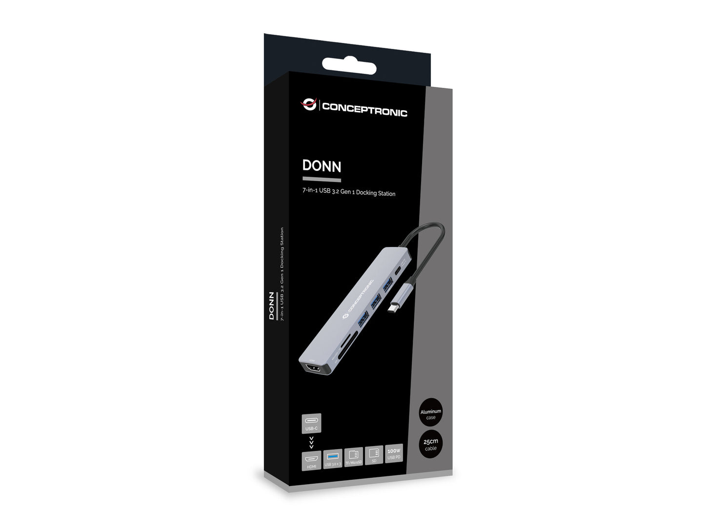 Conceptronic DONN19G dockningsstationer för bärbara datorer Kabel USB 3.2 Gen 1 (3.1 Gen 1) Type-C Grå