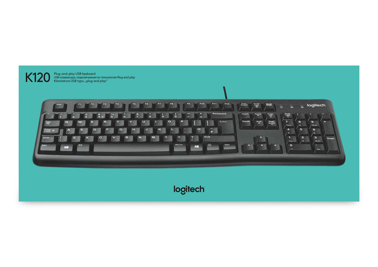 Logitech Keyboard K120 for Business tangentbord Kontor USB QWERTY Amerikanskt internationellt Svart