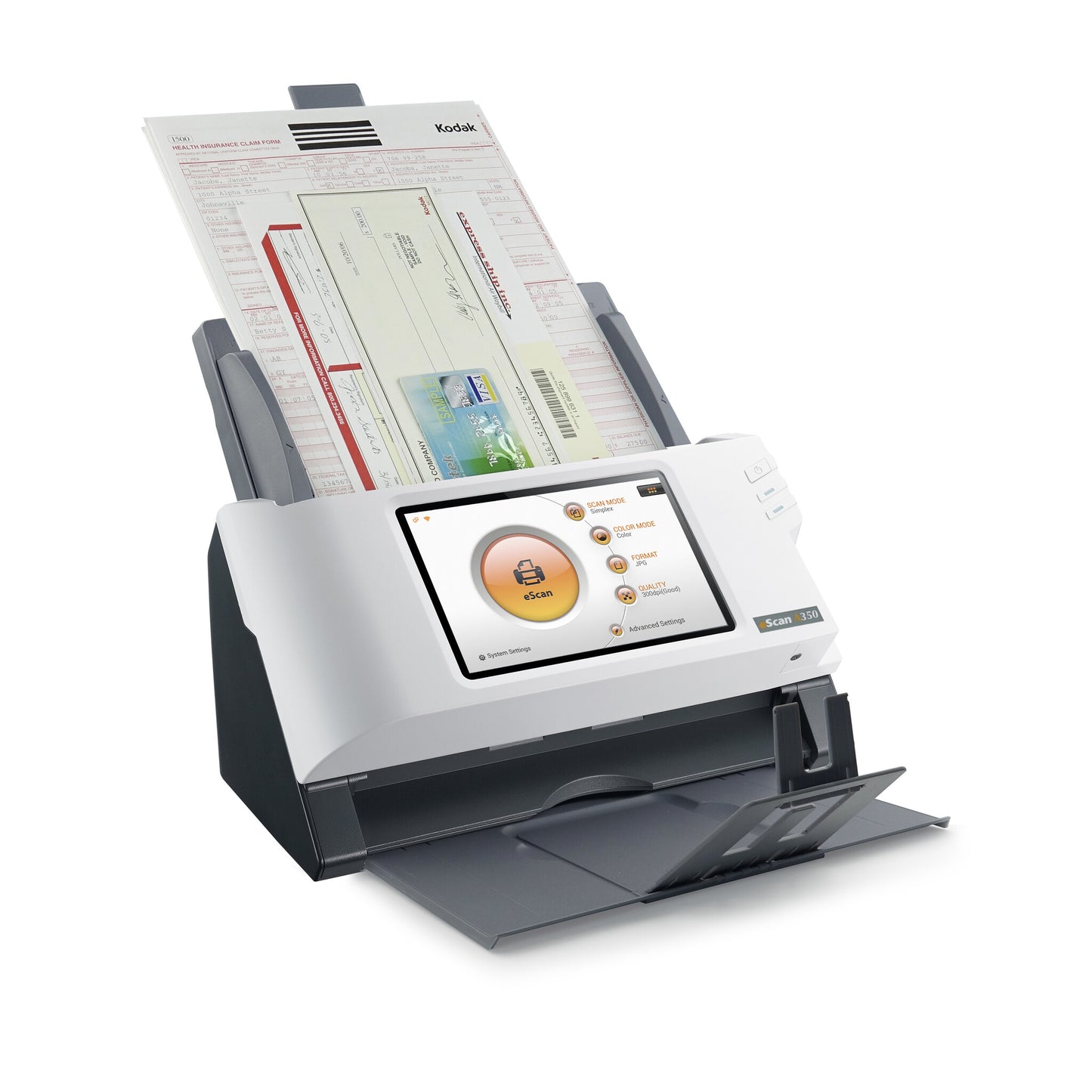 Plustek eScan A350 Essential ADF-skanner 600 x 600 DPI A4 Svart, Vit