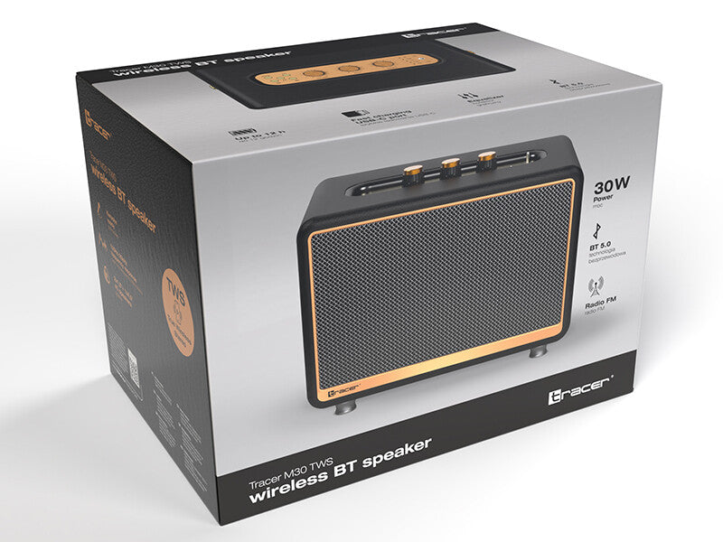 Tracer M30 TWS BT Bärbar stereohögtalare Svart, Guld 30 W