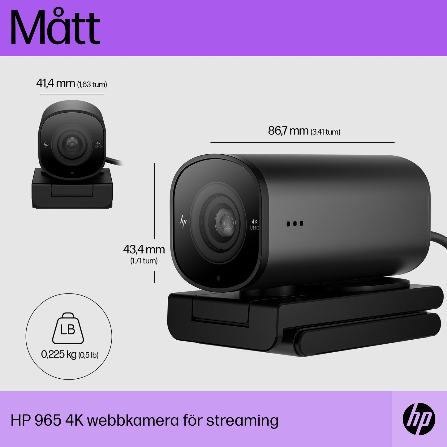 HP 965 4K-webbkamera för streaming