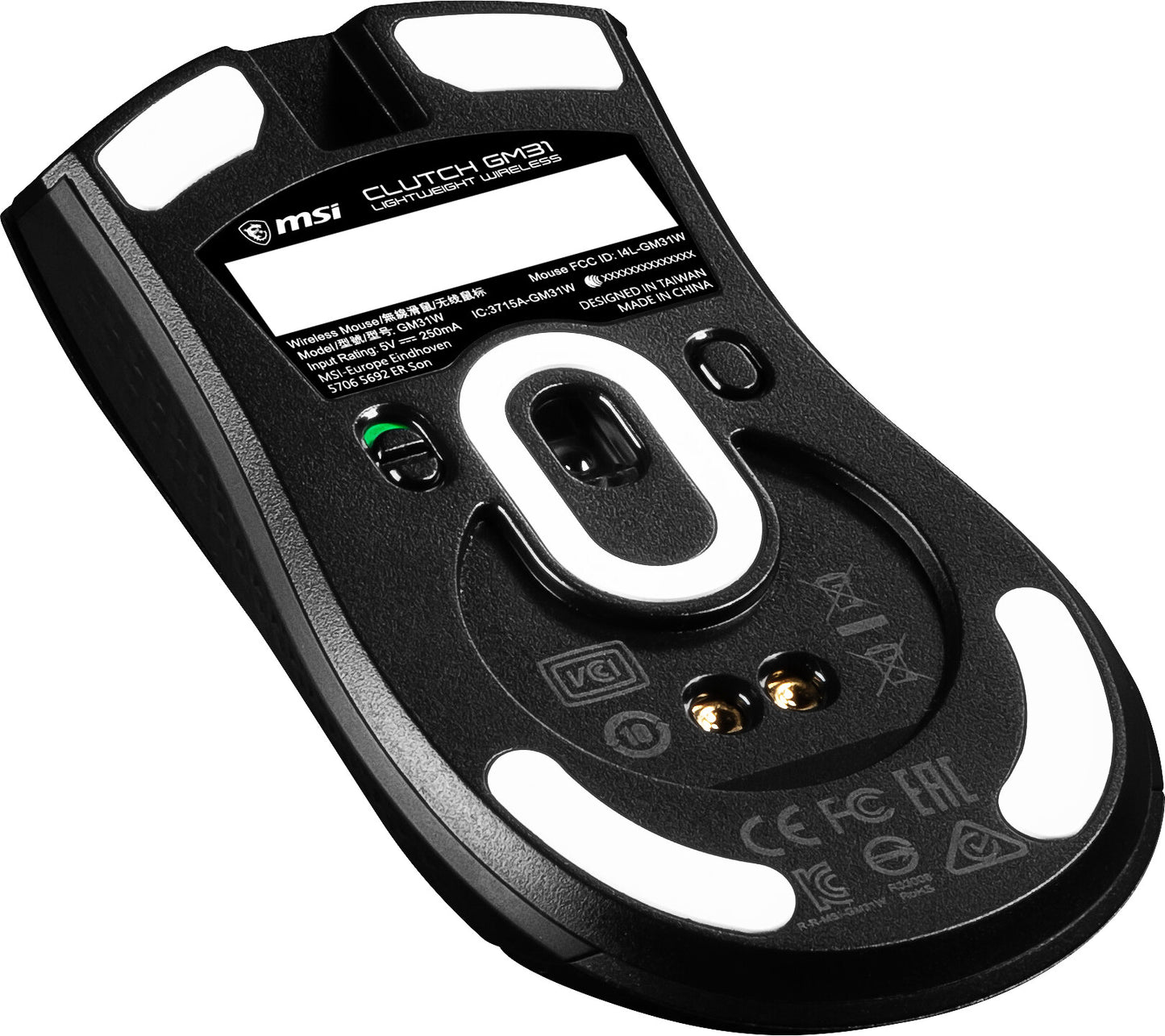 MSI CLUTCH GM31 LIGHTWEIGHT WIRELESS datormöss Spela högerhand RF Trådlös Optisk 12000 DPI