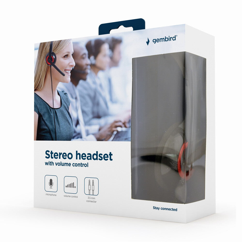Gembird MHS-002 hörlur och headset Kabel Huvudband Samtal/musik Svart, Röd