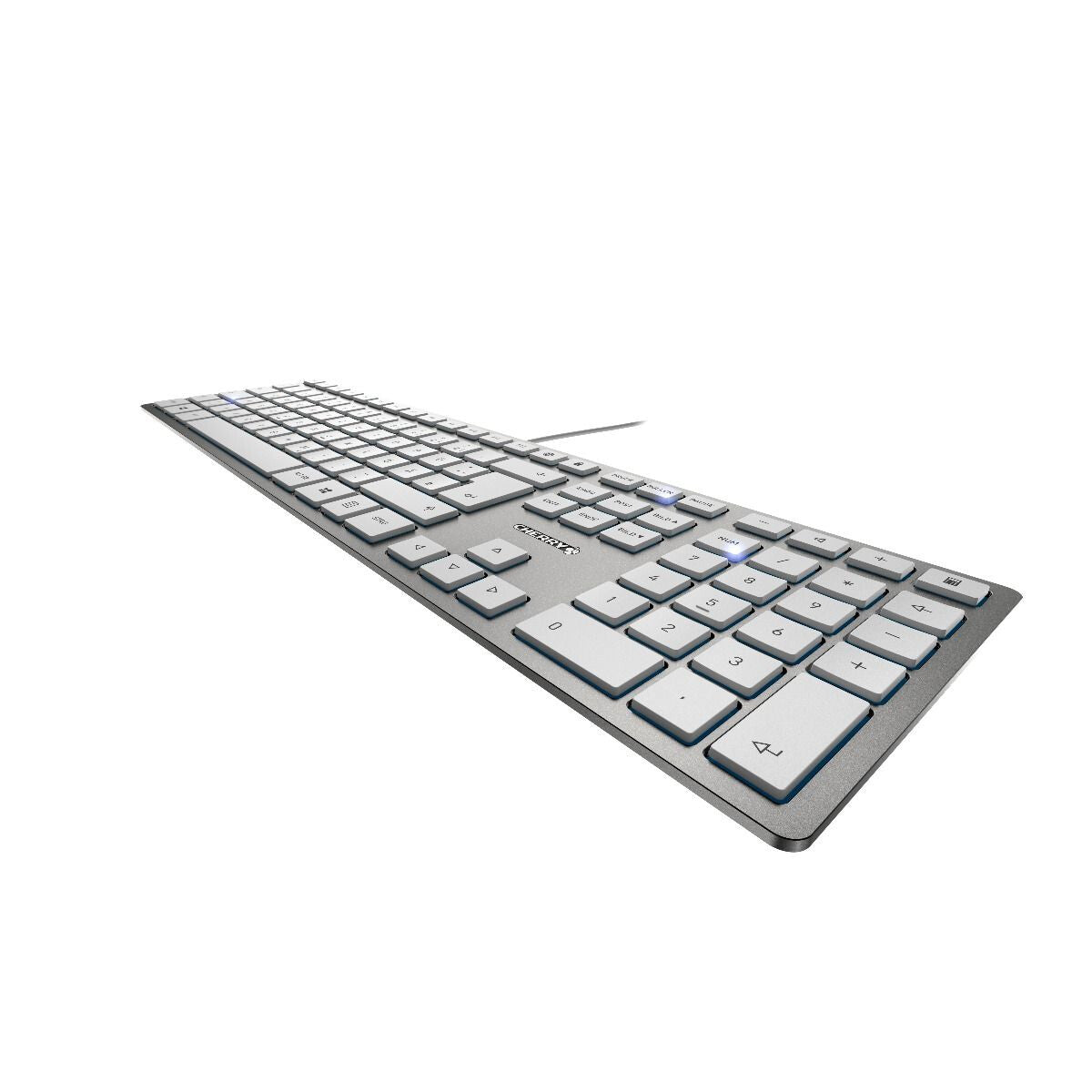 CHERRY KC 6000 Slim tangentbord Universal USB AZERTY Belgiskt Silver, Vit