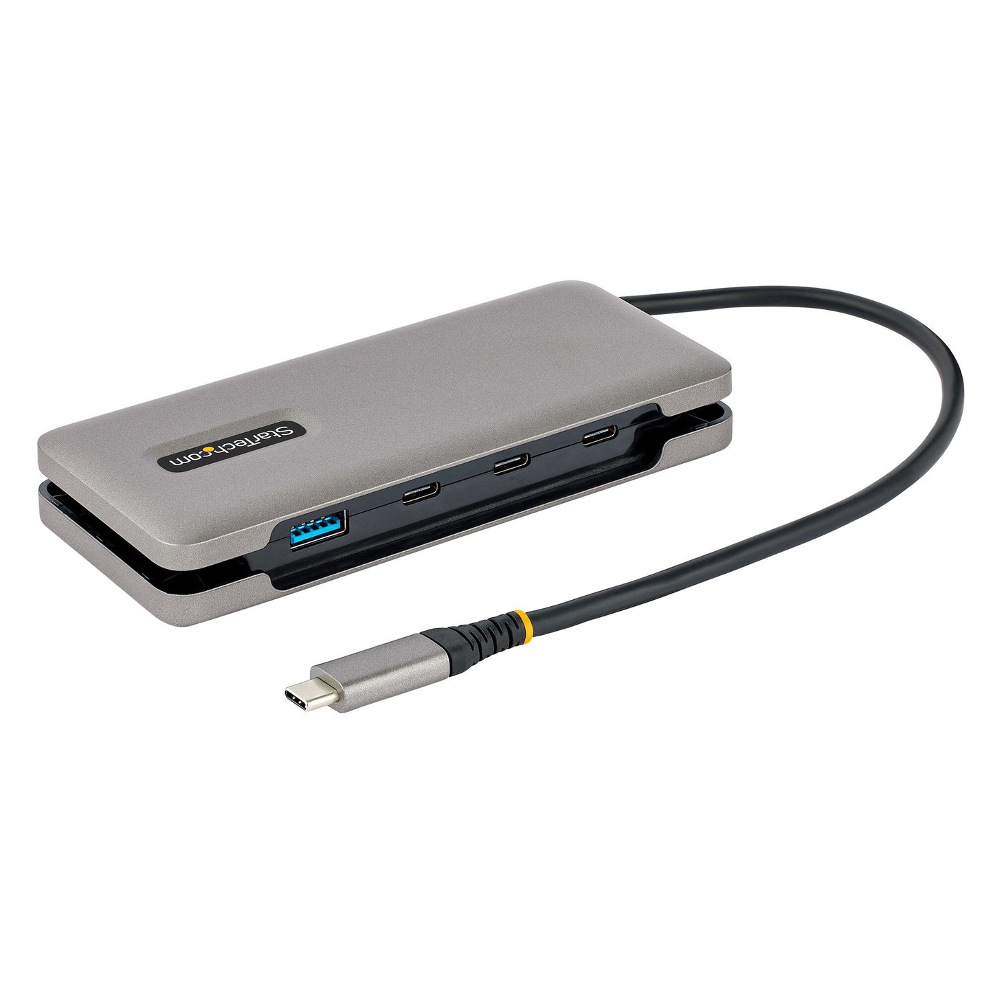 StarTech.com USB-C-hubb med fyra portar - 1x USB-A- och 3x USB-C-portar - USB 3.1 10 Gbps - Bussdriven - USB Type C-hubb med 25 cm omlindningsbar kabel - Bärbar USB-C- till USB-A-hubb/-delare