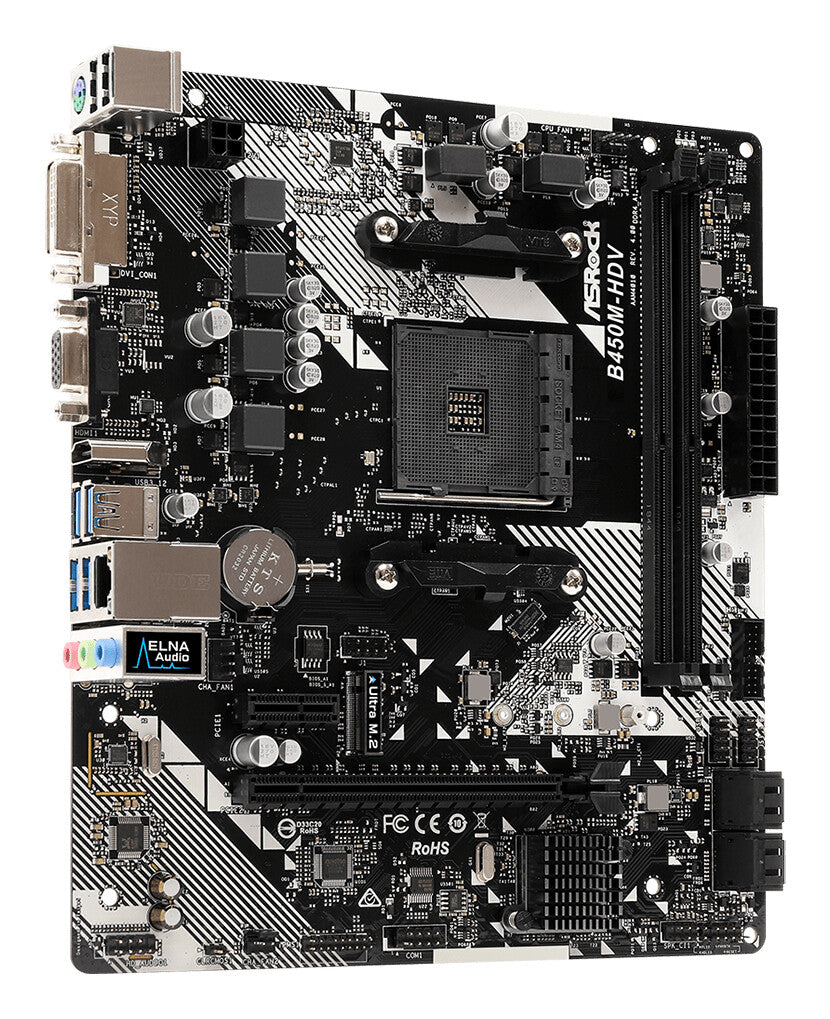 Asrock B450M-HDV R4.0 AMD B450 Uttag AM4 micro ATX
