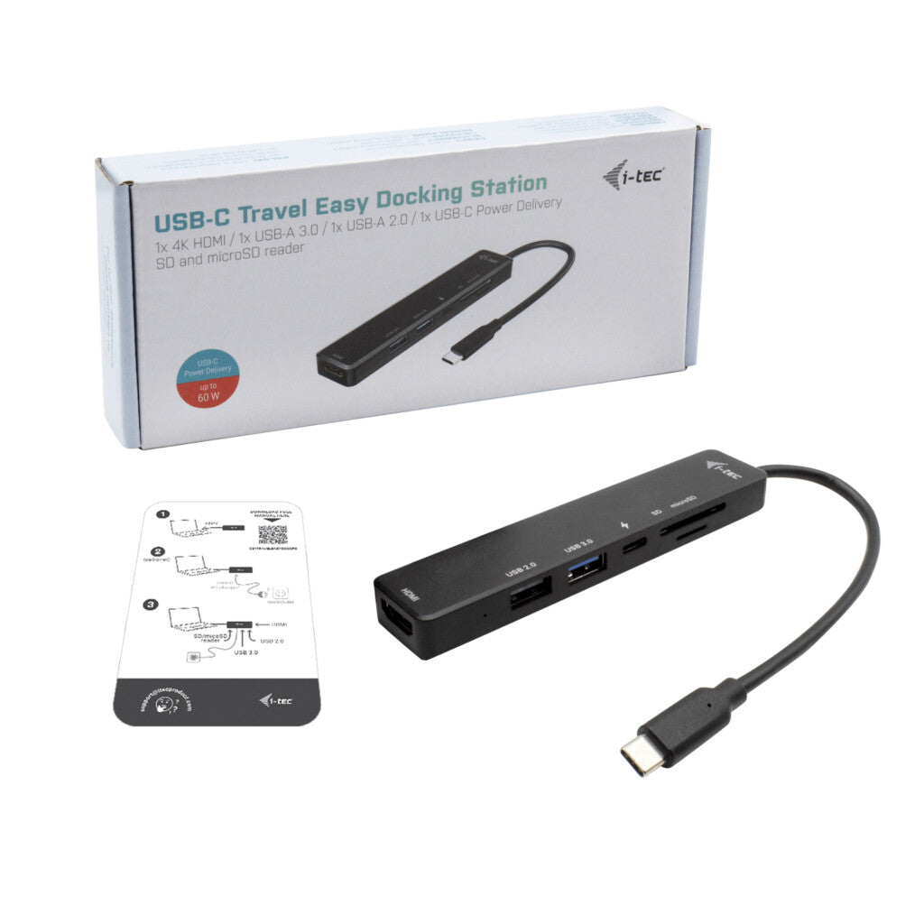 i-tec C31TRAVELEASYDOCKPD dockningsstationer för bärbara datorer Kabel USB 3.2 Gen 1 (3.1 Gen 1) Type-C Svart