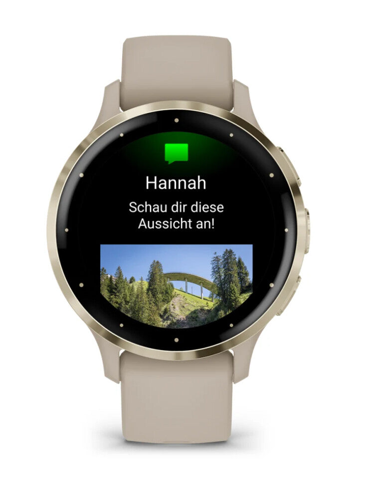 Garmin Venu 3S 3,05 cm (1.2") AMOLED 41 mm Digital 390 x 390 pixlar Pekskärm Guld, Grå Wi-Fi GPS