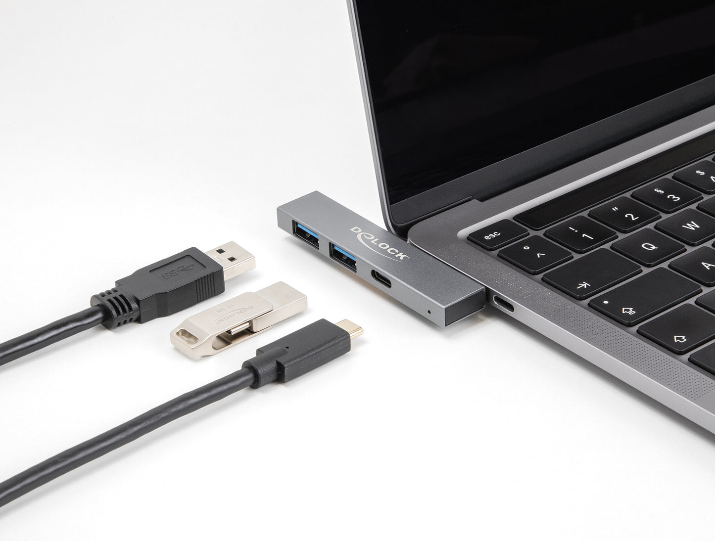 DeLOCK 64275 dockningsstationer för bärbara datorer Dockning USB 3.2 Gen 1 (3.1 Gen 1) Type-C Grå