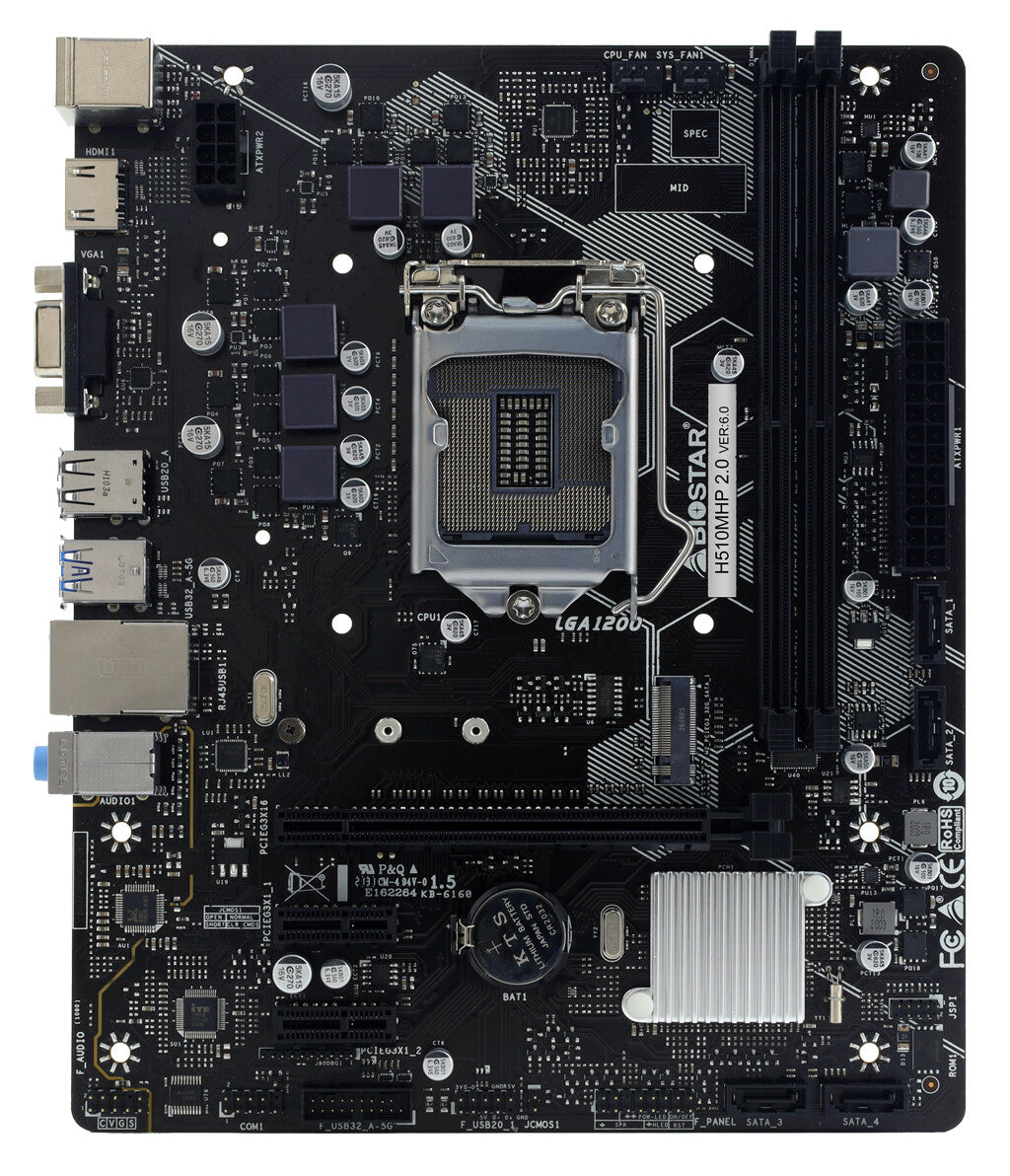 Biostar H510MHP 2.0 moderkort Intel H510 LGA 1200 (Socket H5) micro ATX