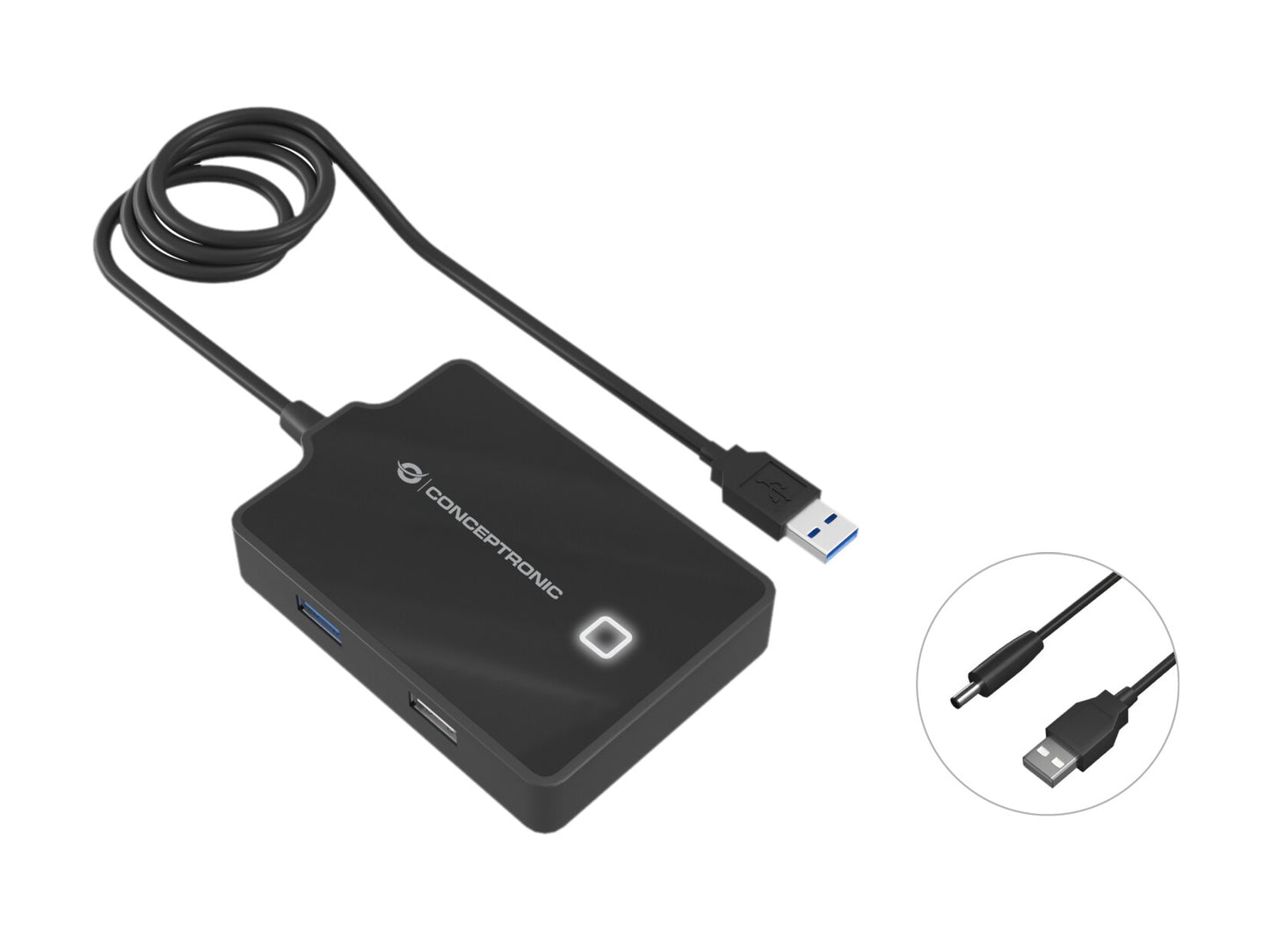 Conceptronic HUBBIES10B dockningsstationer för bärbara datorer USB 3.2 Gen 1 (3.1 Gen 1) Type-A Svart