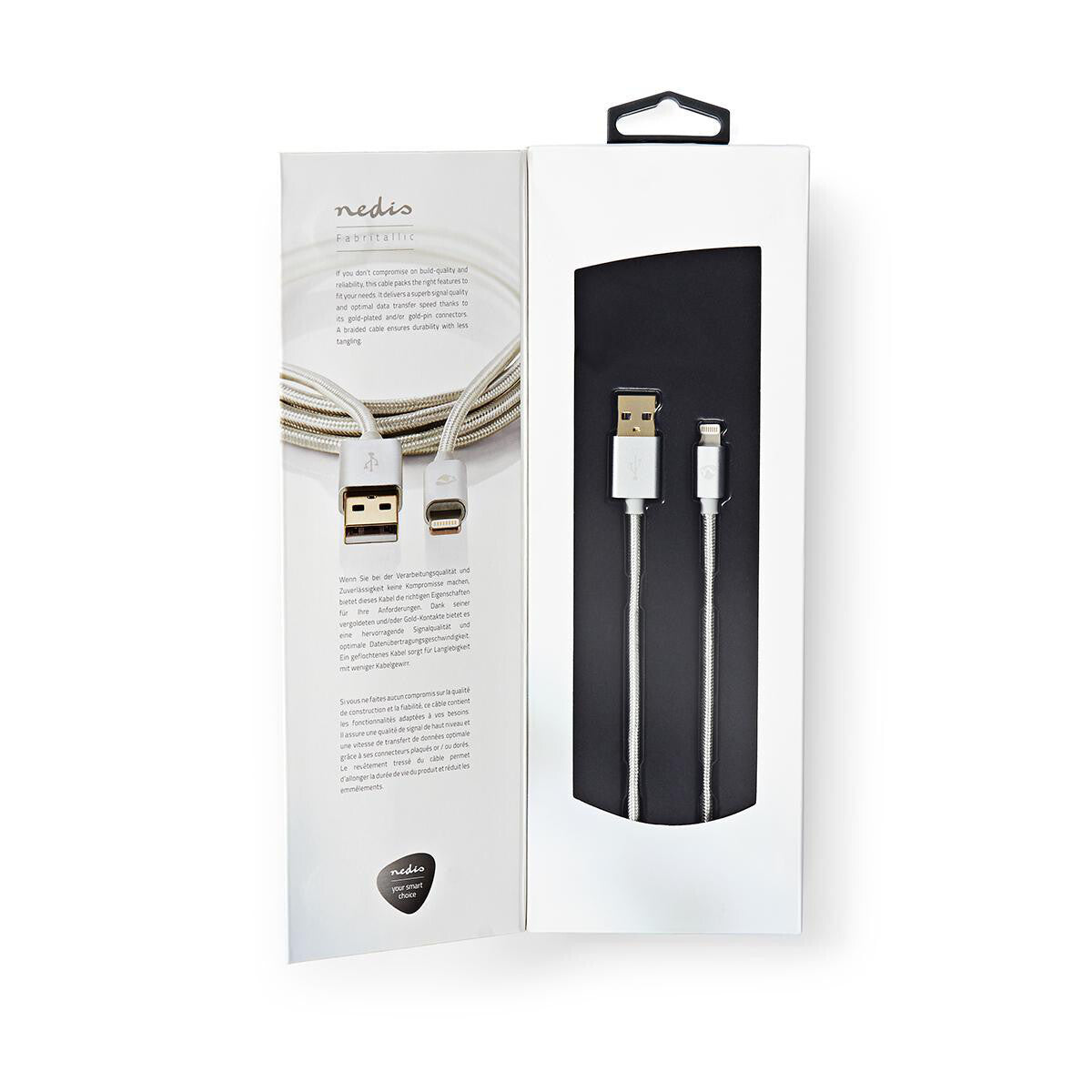 Nedis CCTB39300AL30 mobiltelefonkablar Gjuten aluminium 3 m USB A Lightning