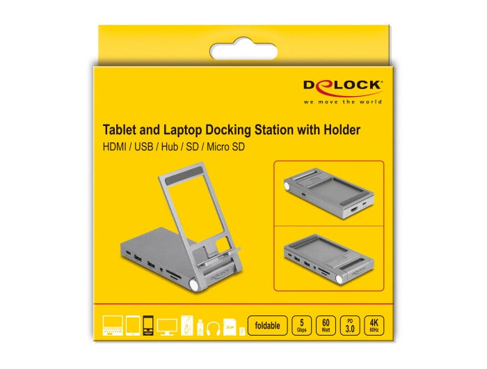 DeLOCK 88199 dockningsstationer för bärbara datorer Kabel USB 3.2 Gen 1 (3.1 Gen 1) Type-C Grå