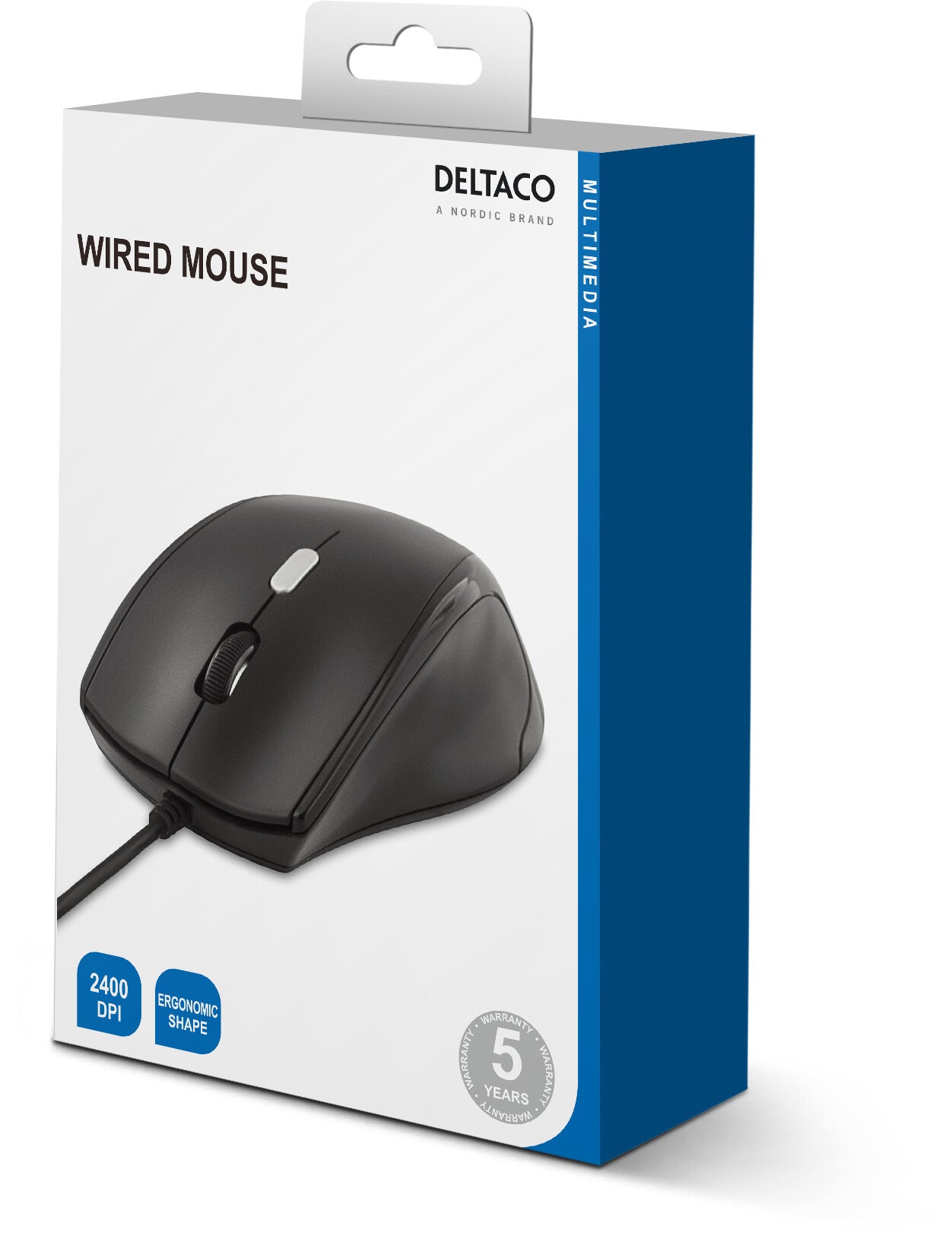 Deltaco Optisk mus, 4 knappar med scroll, USB, svart
