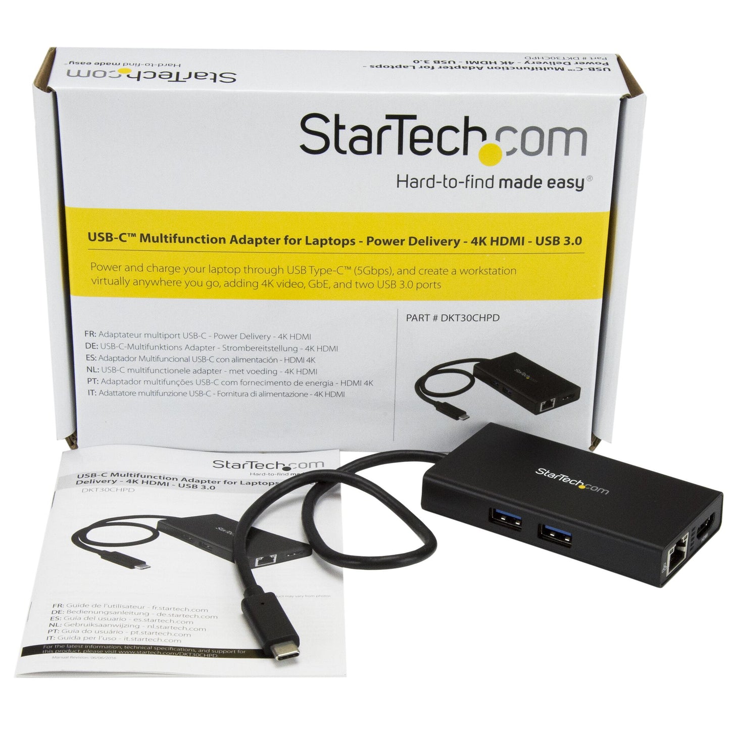 StarTech.com USB-C-multiportadapter med 4K HDMI - 2 USB-A-portar - 60 W PD - Svart