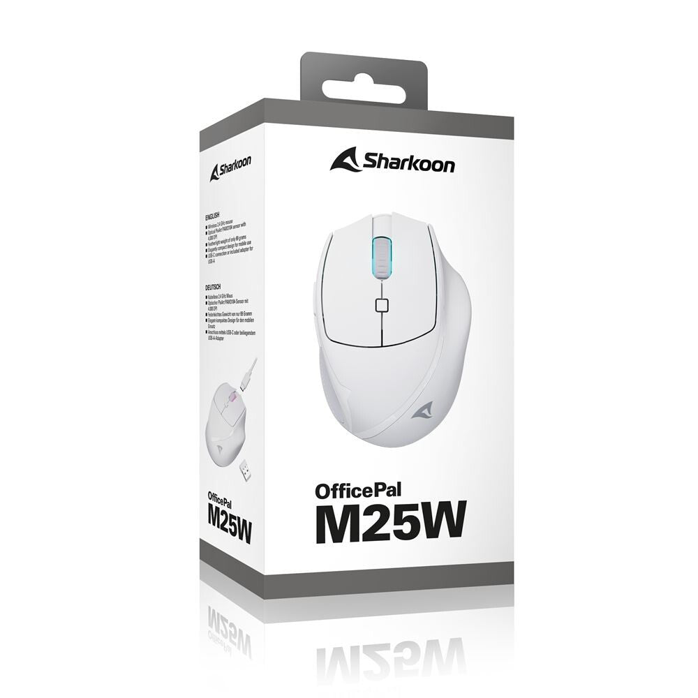 Sharkoon OfficePal M25W datormöss Spela högerhand RF Wireless + USB Type-C Optisk 4000 DPI