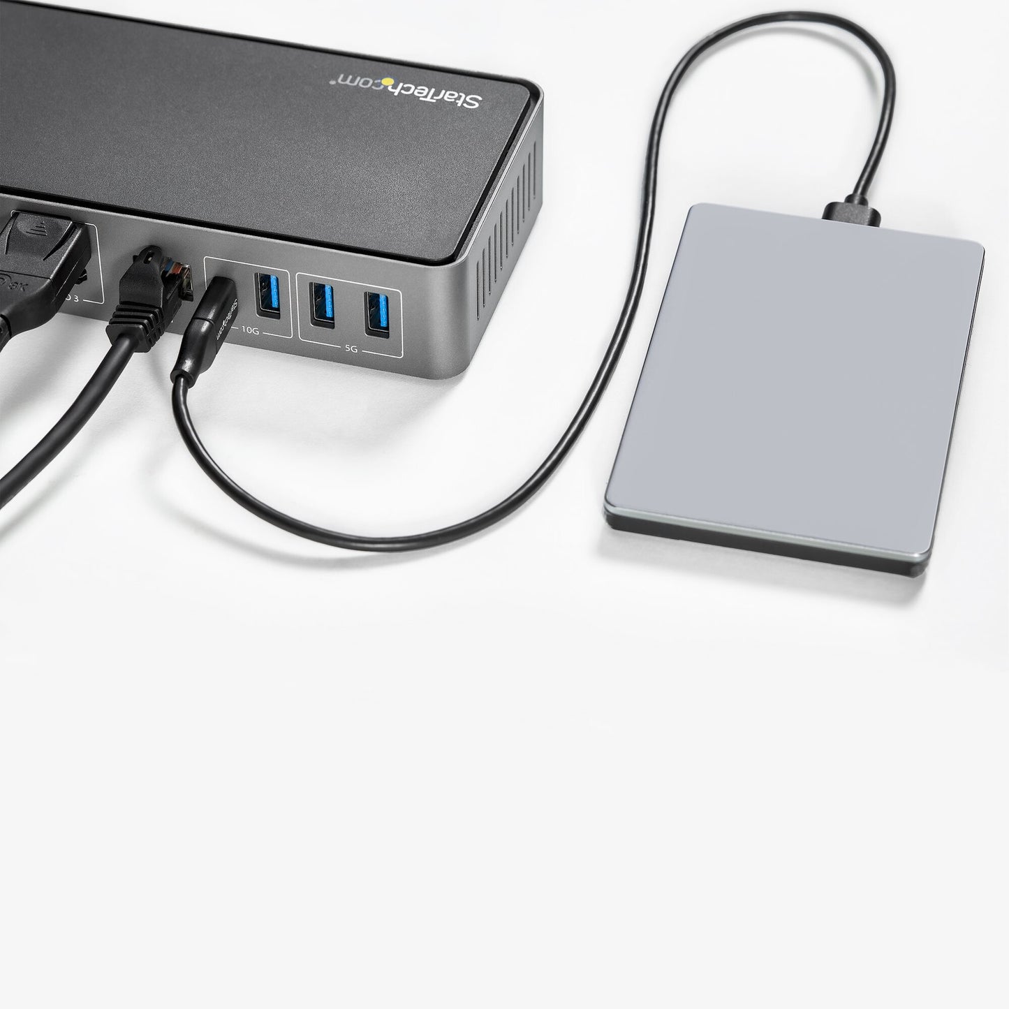 StarTech.com USB-C- och USB-A-dockningsstation - Universal hybriddockningsstation för trippla bildskärmar, DisplayPort och HDMI 4K 60 Hz - 85 W strömförsörjning, 6x USB-hubb, GbE, Ljud - USB 3.1 Gen. 2, 10 Gbit/sek