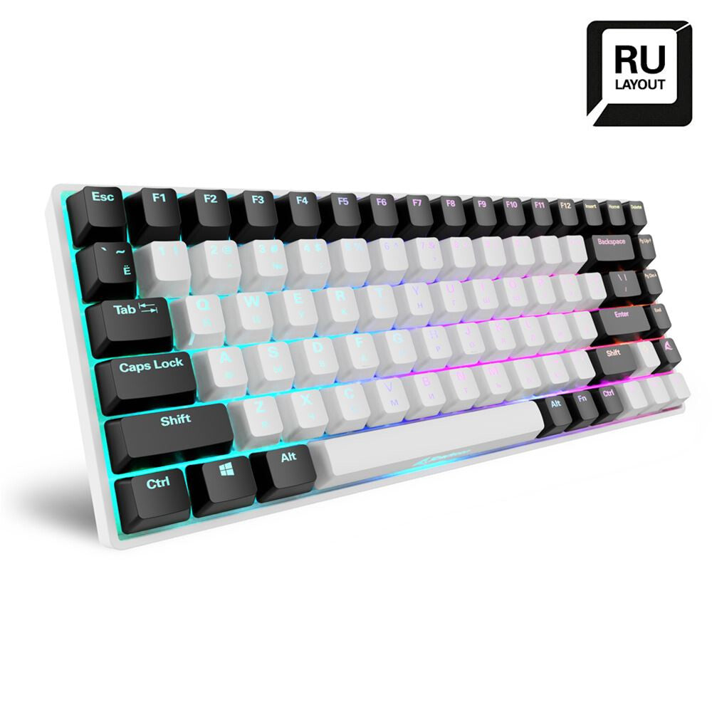 Sharkoon SKILLER SGK50 S3 tangentbord Spela USB QWERTY Rysk Vit