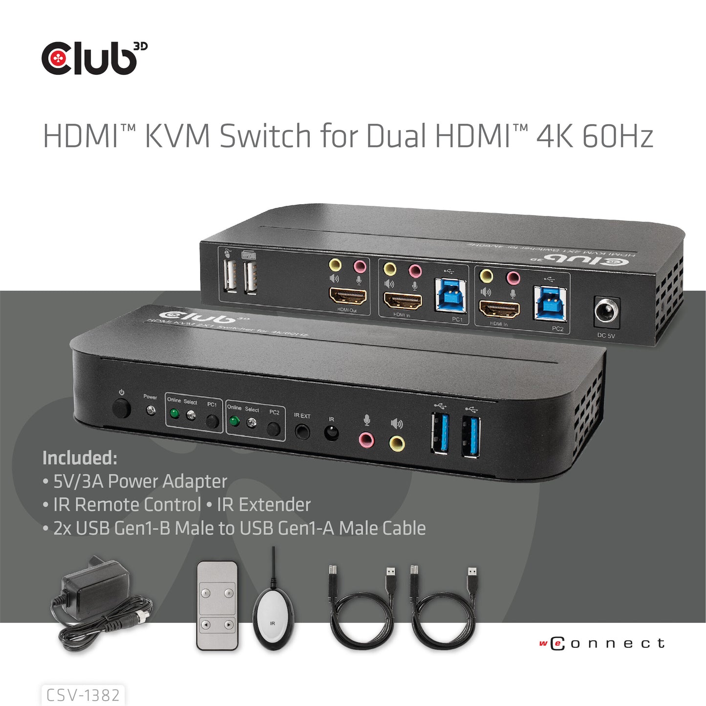 CLUB3D CSV-1382 KVM-switchar Svart