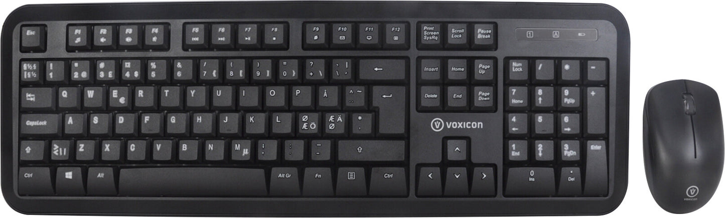 Voxicon 210WL tangentbord Mus inkluderad RF Trådlös QWERTY Nordic Svart
