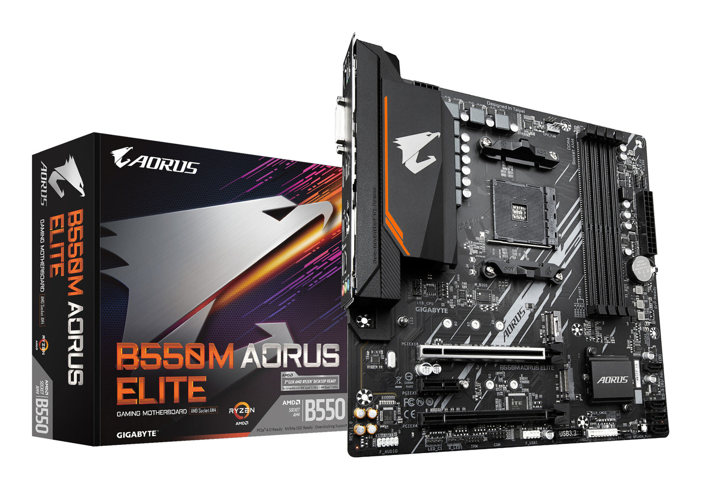 GIGABYTE B550M AORUS ELITE moderkort AMD B550 Uttag AM4 micro ATX