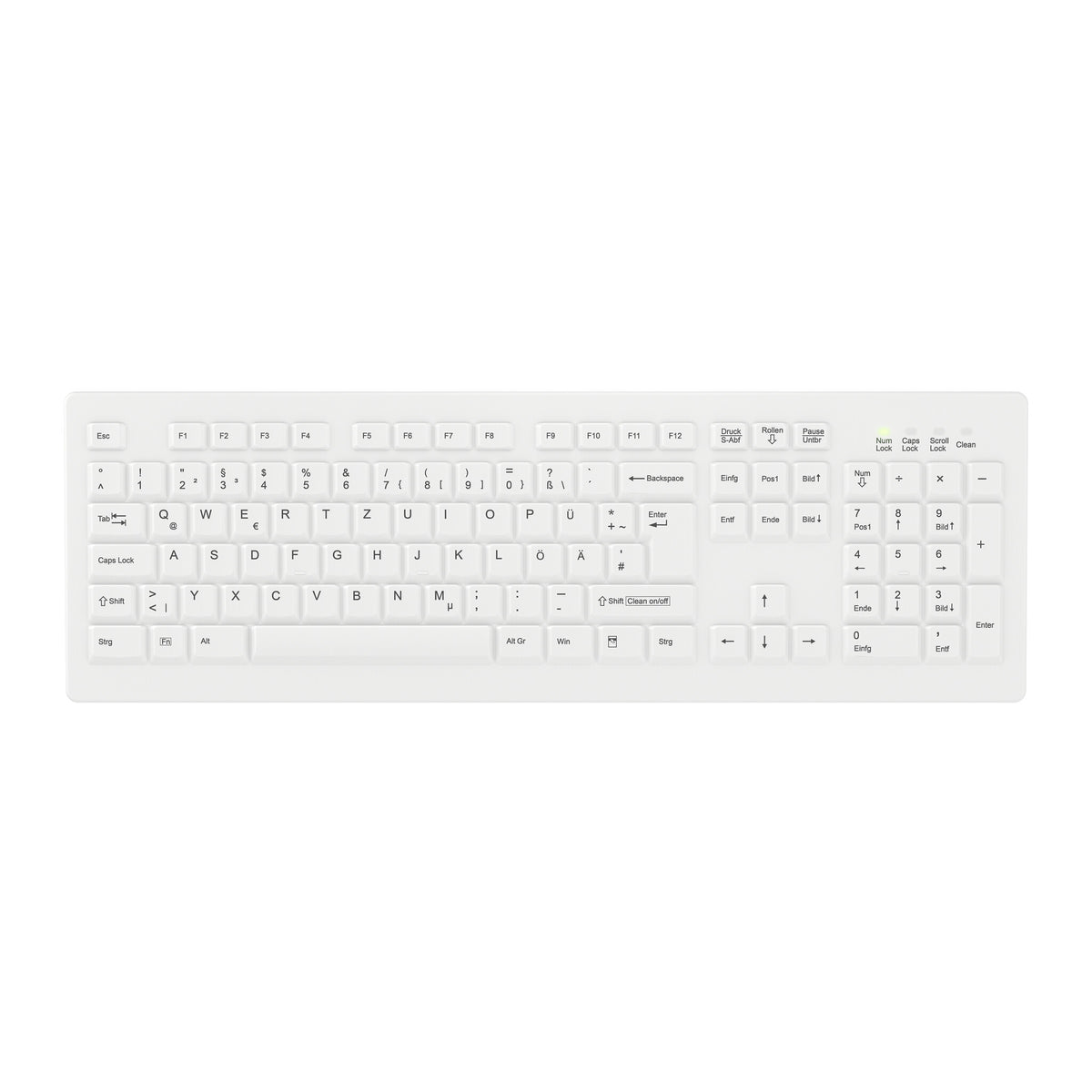 Contour Design Active Key AK-C8100F-FU1-W/GE tangentbord Medical RF Trådlös QWERTZ tyska Vit