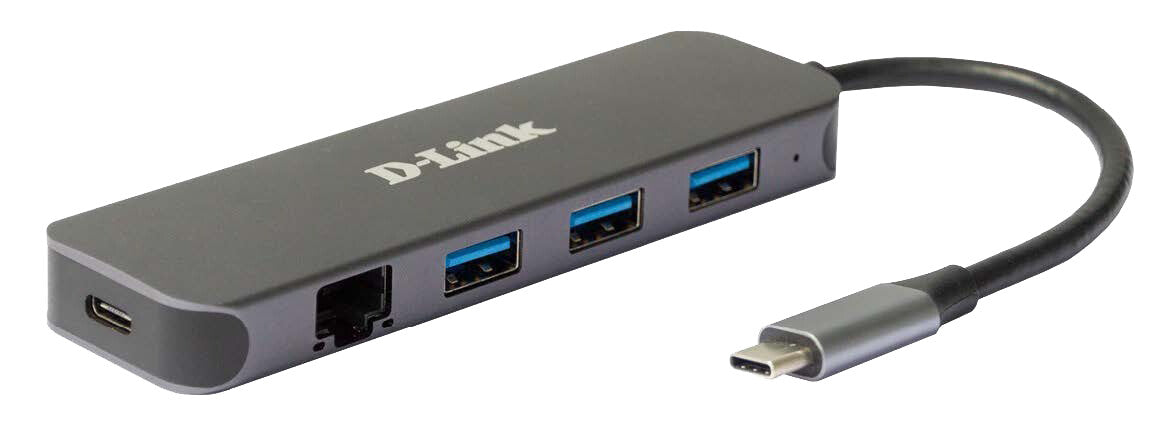 D-Link DUB-2334 dockningsstationer för bärbara datorer Kabel USB Type-C Grå