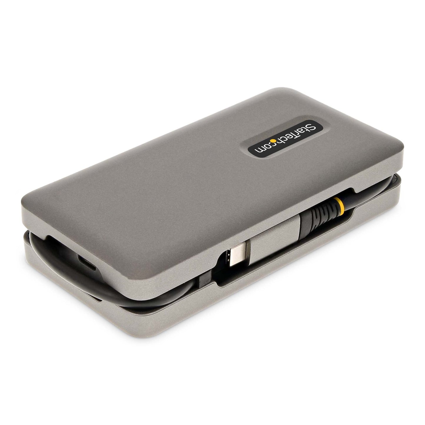 StarTech.com USB-C-multiportadapter - HDMI/VGA - 4K 60 Hz - USB-hubb med 3 portar - 100 W pass-through-strömförsörjning - GbE - Reseminidockningsstation med laddning - 30 cm Wrap-Around-kabel