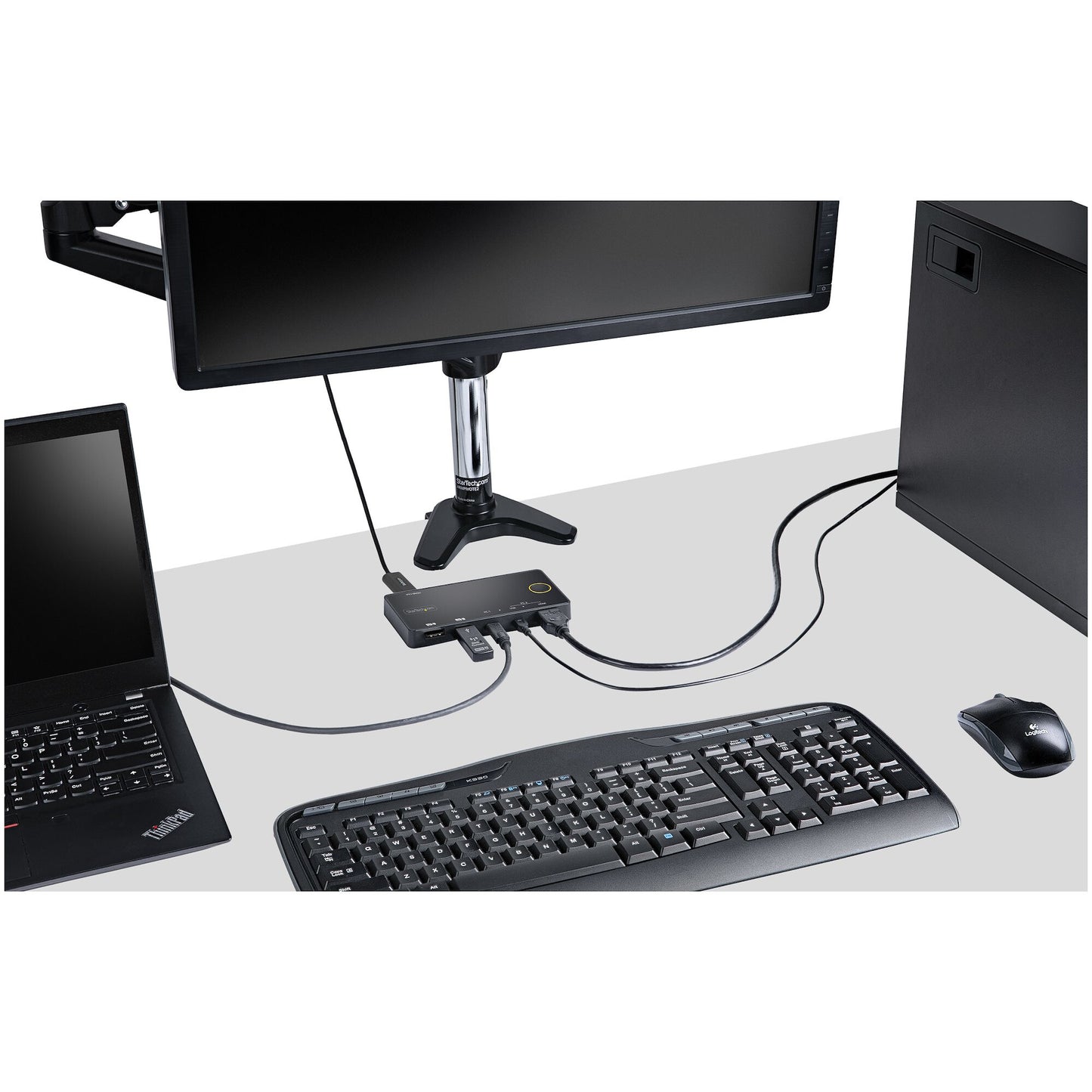 StarTech.com 2-ports hybrid USB-A + HDMI och USB-C KVM-switch - Enskild 4K 60 Hz HDMI 2.0-skärm - Kompakt HDMI KVM-switch för stationär/bärbar dator - USB-bussdriven - Thunderbolt 3-kompatibel