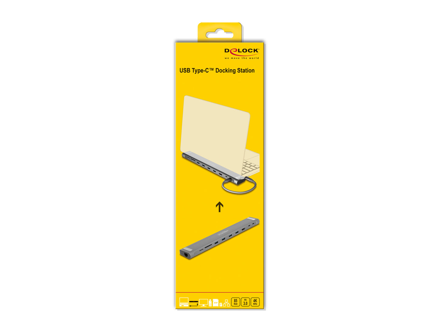 DeLOCK 87895 dockningsstationer för bärbara datorer Kabel USB 3.2 Gen 1 (3.1 Gen 1) Type-C Svart, Grå