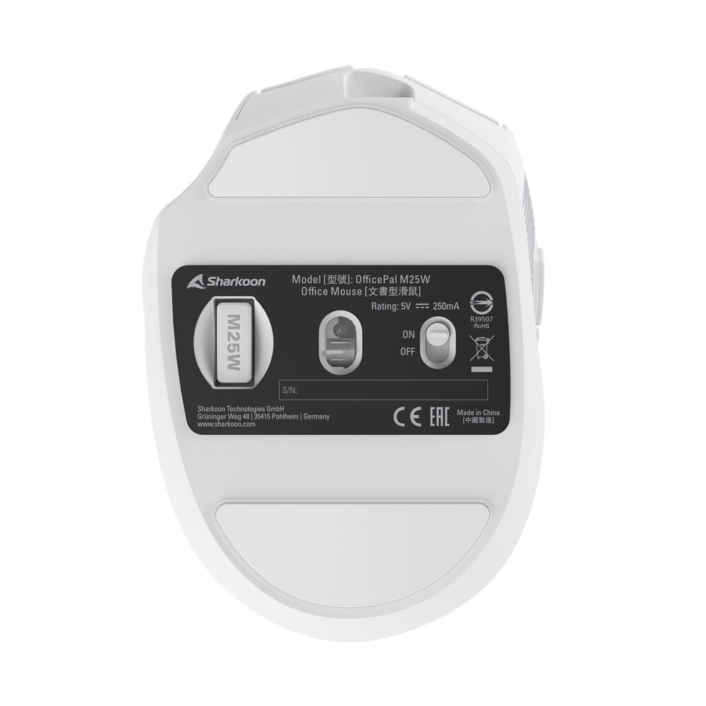 Sharkoon OfficePal M25W datormöss Spela högerhand RF Wireless + USB Type-C Optisk 4000 DPI