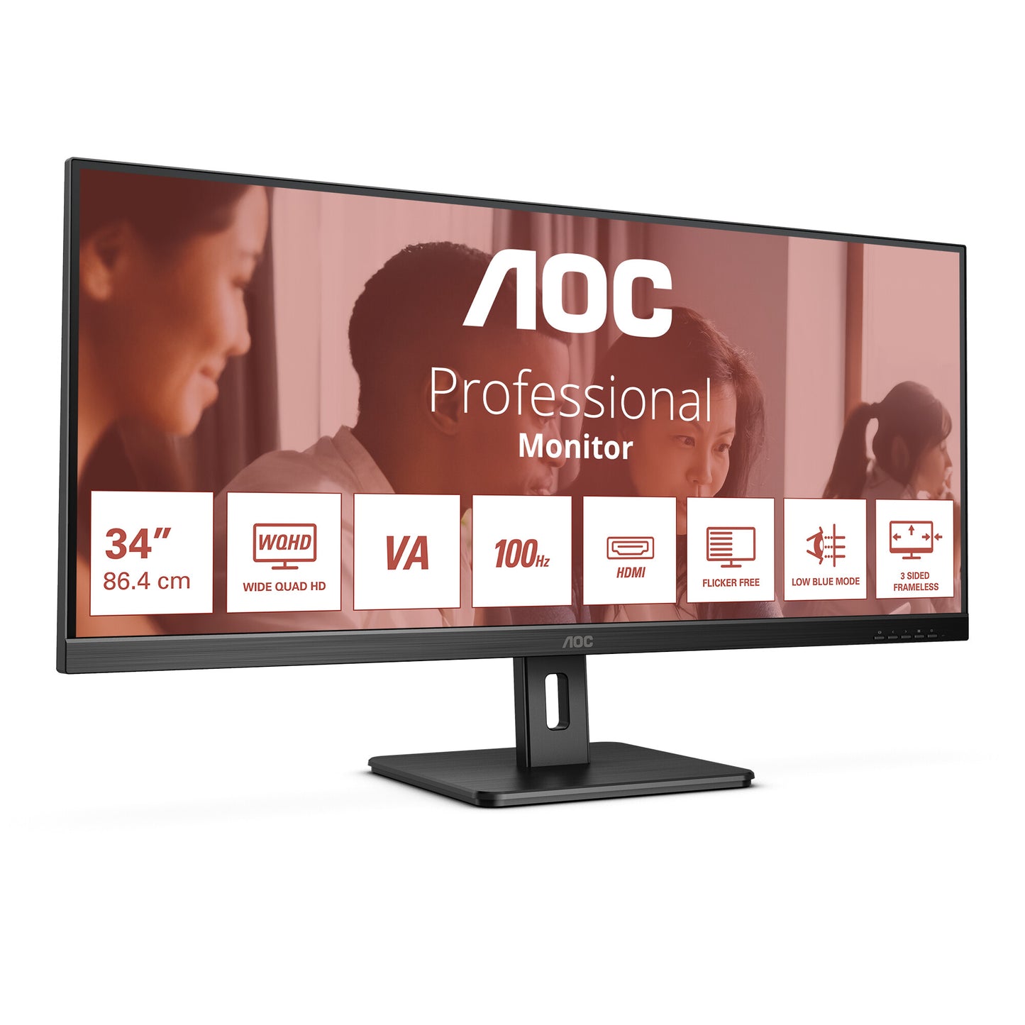 AOC U34E2M platta pc-skärmar 86,4 cm (34") 3440 x 1440 pixlar Wide Quad HD Svart