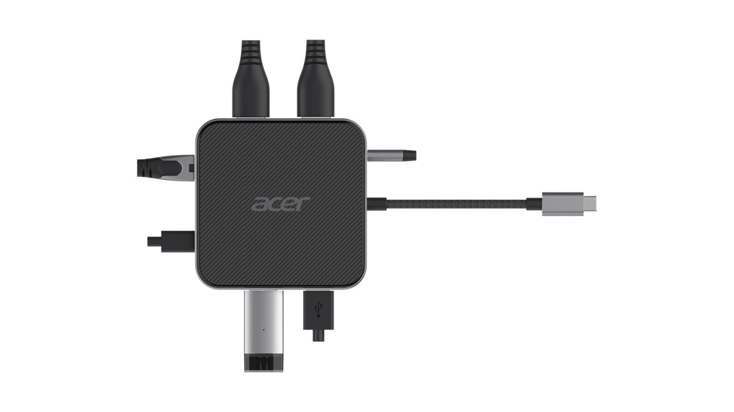 Acer HP.DSCAB.013 dockningsstationer för bärbara datorer Kabel USB 3.2 Gen 1 (3.1 Gen 1) Type-C Kol, Silver