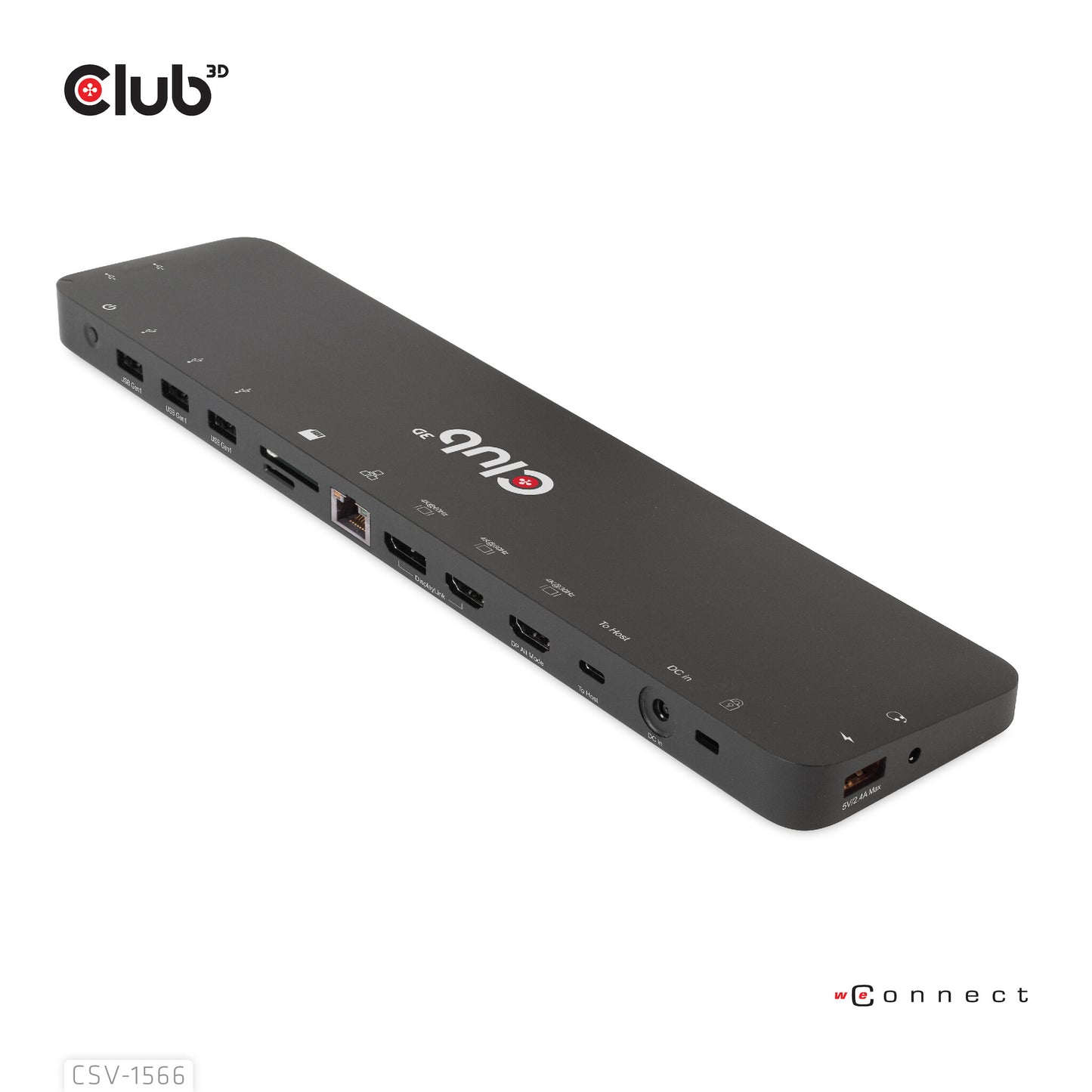CLUB3D CSV-1566 dockningsstationer för bärbara datorer Dockning USB 3.2 Gen 1 (3.1 Gen 1) Type-C Svart