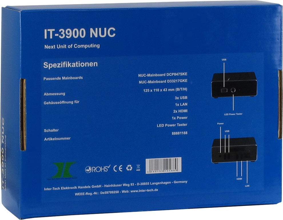 Inter-Tech IT-3900 NUC Svart 60 W