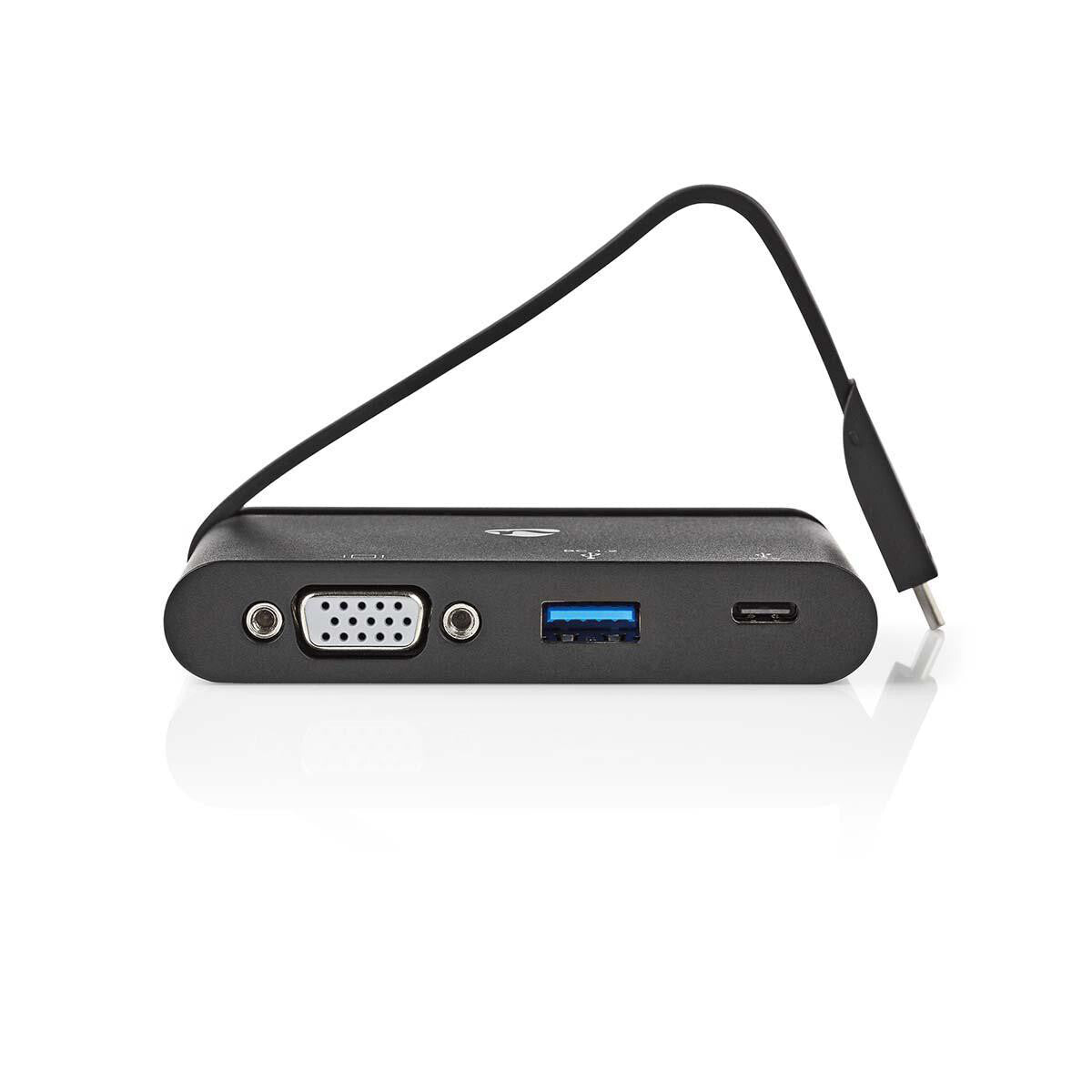 Nedis TCARF220BK dockningsstationer för bärbara datorer USB 3.2 Gen 1 (3.1 Gen 1) Type-C Svart