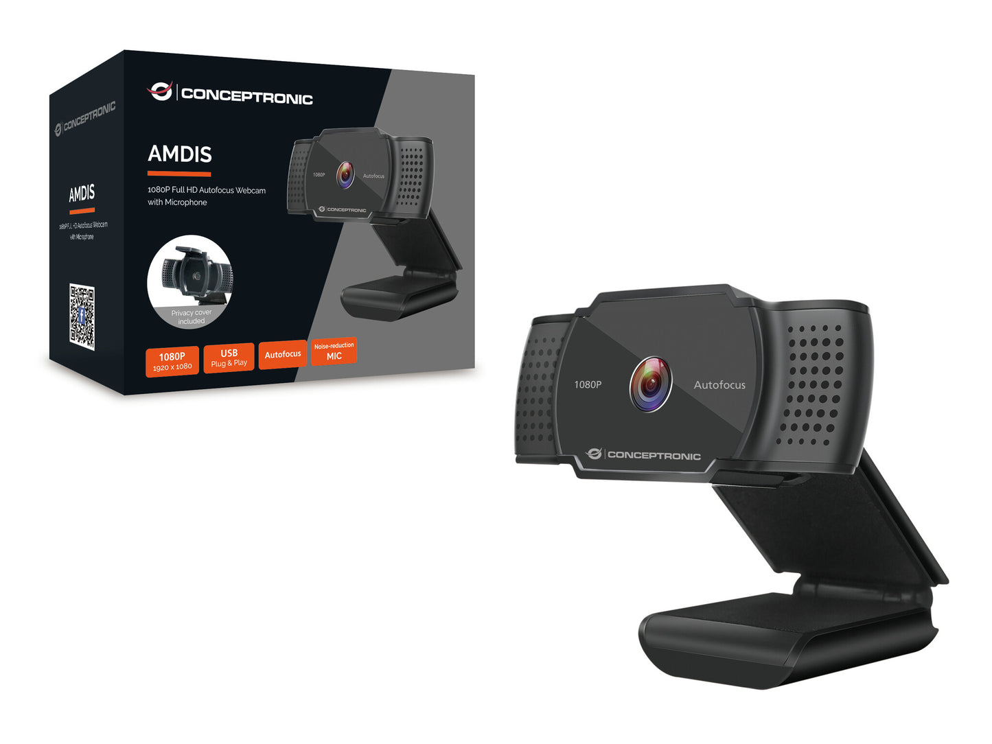 Conceptronic AMDIS06B webbkameror 1920 x 1080 pixlar USB 2.0 Svart