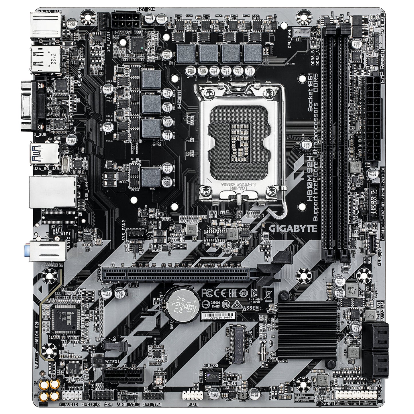 GIGABYTE H810M S2H moderkort Intel H810 LGA 1851 (Socket V1) micro ATX