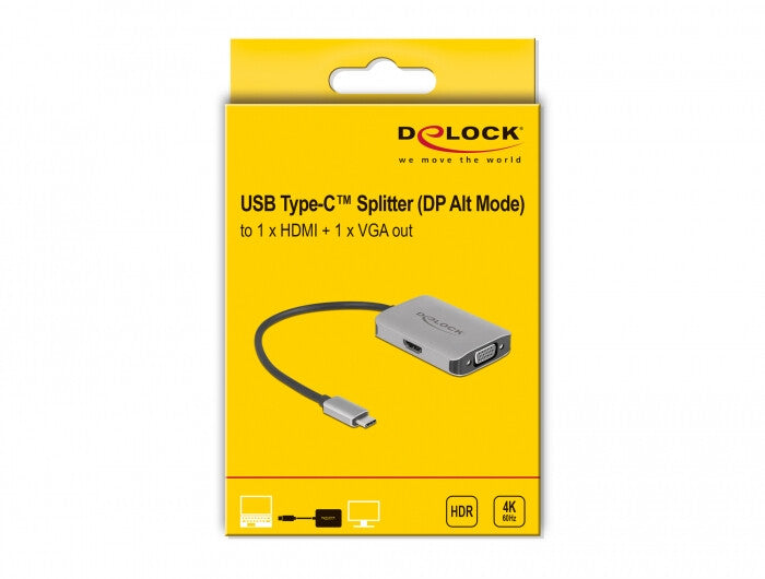 DeLOCK 87776 bilddelare USB Type-C 1x HDMI + 1x VGA