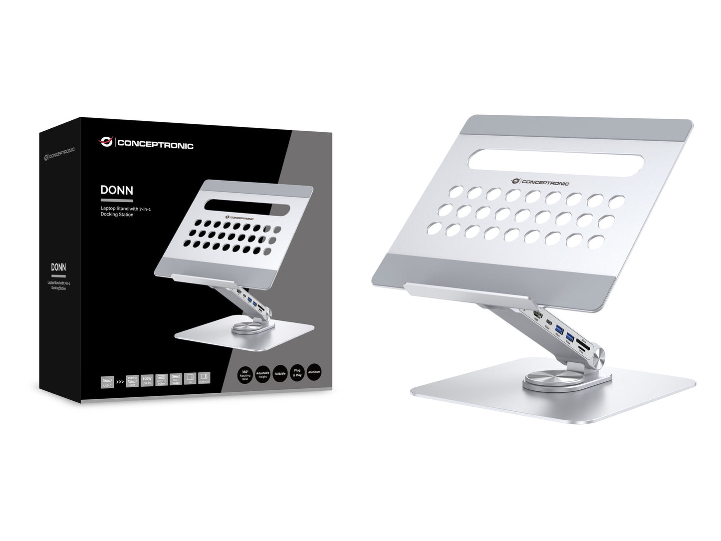 Conceptronic DONN27G Ställ för bärbara datorer Ställ till bärbara datorer Silver