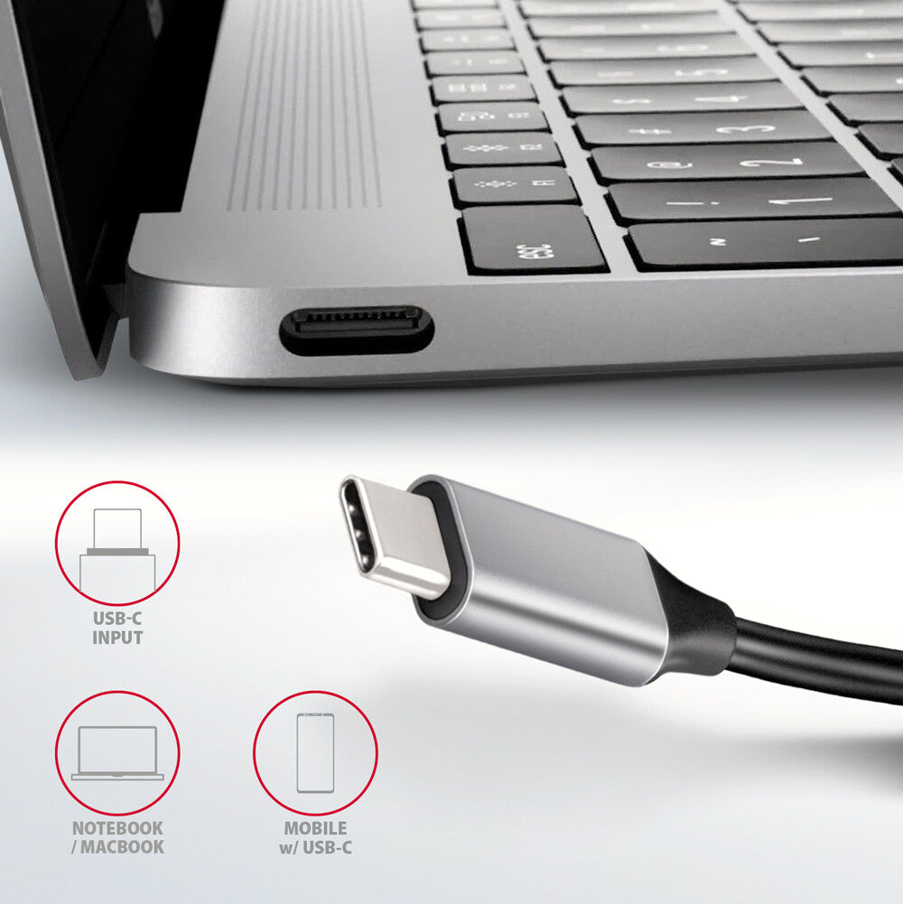 Axagon HMC-6H4A dockningsstationer för bärbara datorer Kabel USB 3.2 Gen 1 (3.1 Gen 1) Type-C Svart, Grå